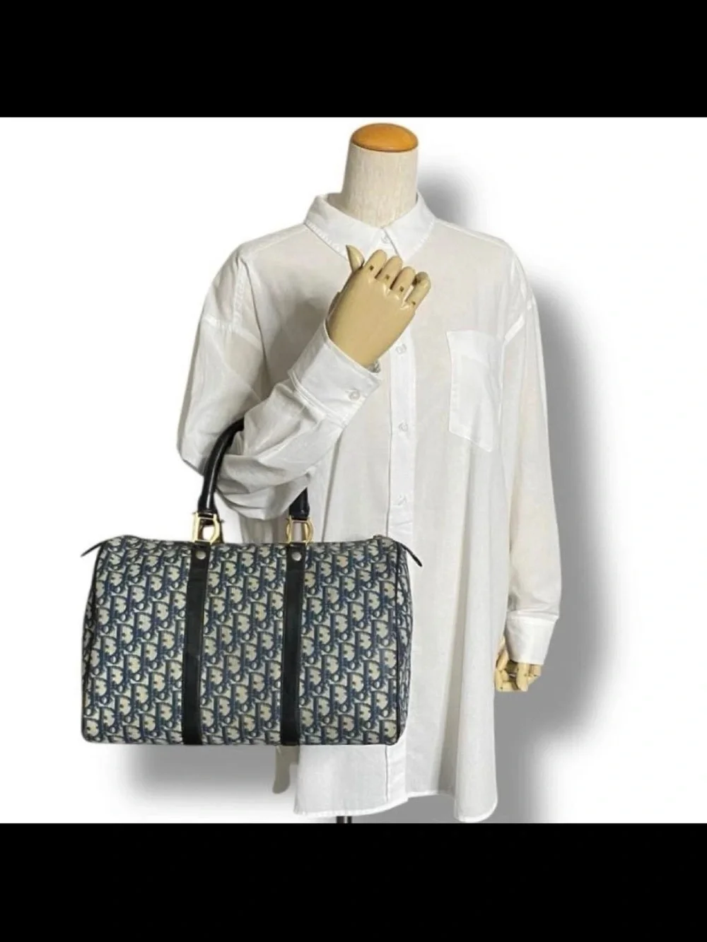 Dior Blue Oblique Canvas Boston Bag